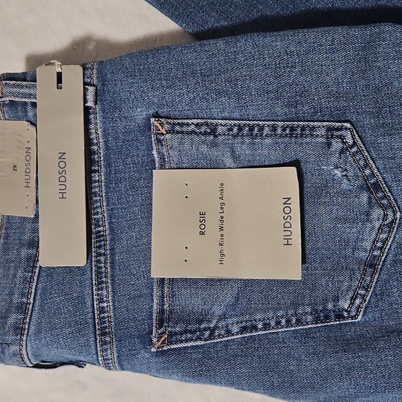 Hudson Rosie High-Rise Wide Leg Ankle Distressed Raw Hem Jeans: Color-Uptown: 29 - Picture 6 of 16